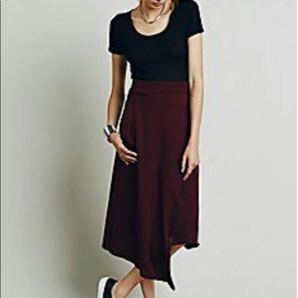 FREE PEOPLE FAUX WRAP ASYMMETRICAL BLACK SKIRT SIZE XS